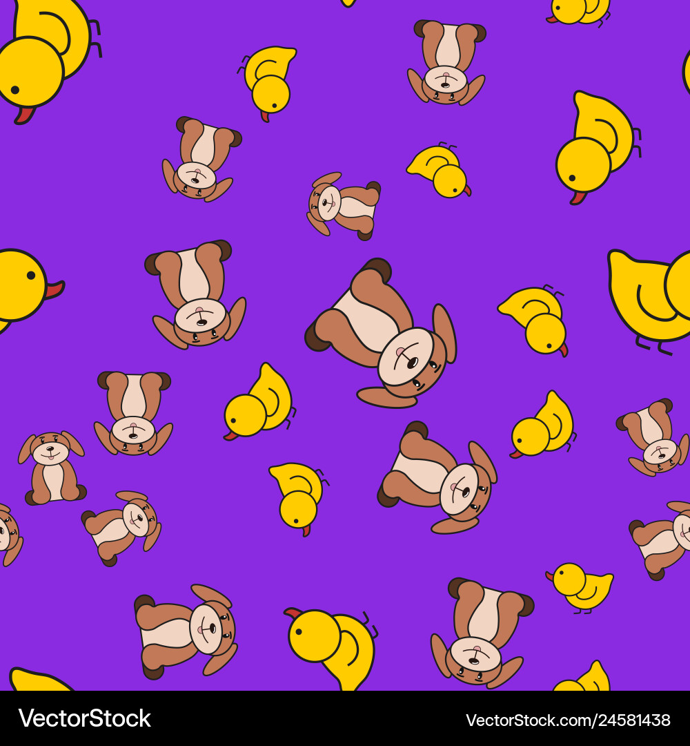 Seamless pattern of ducklings and doggies Seamless pattern of ducklings and doggies vector image