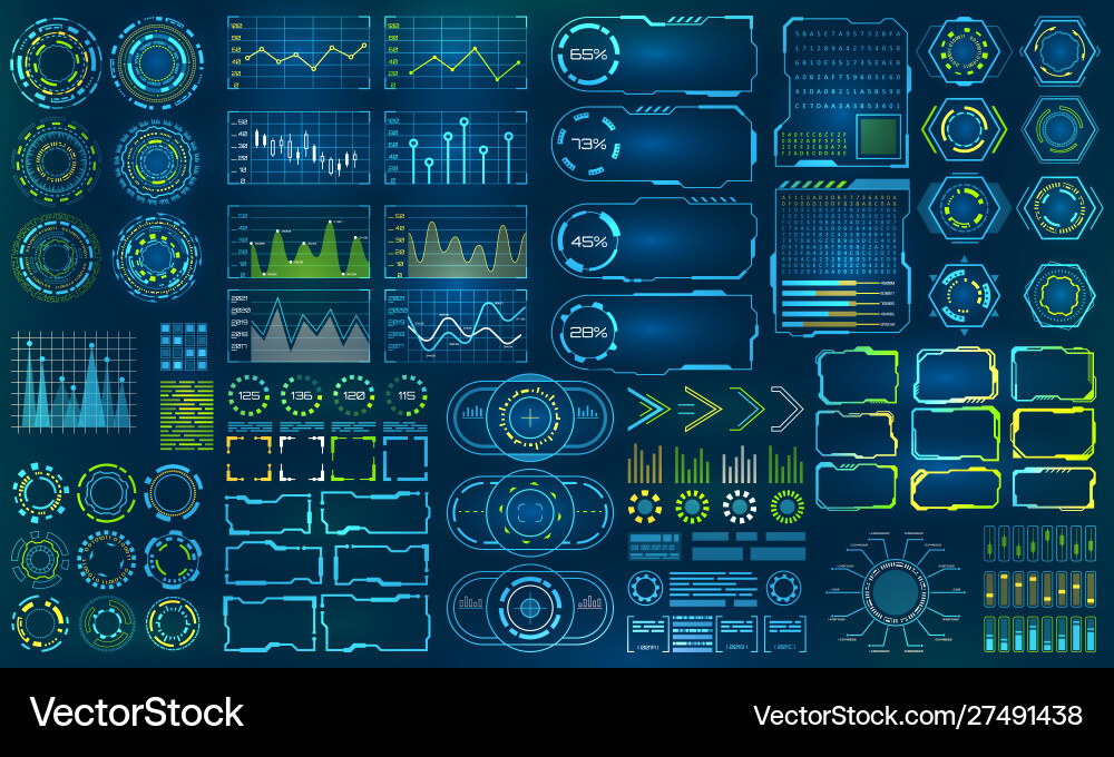 Set element for futuristic design interactive vector image