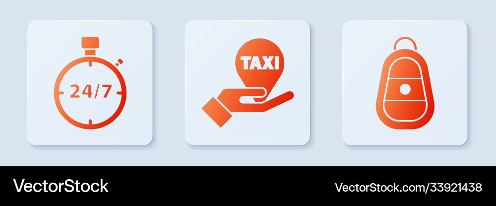 Set hand on map pointer with taxi stopwatch 24 Set hand on map pointer with taxi stopwatch 24 vector image