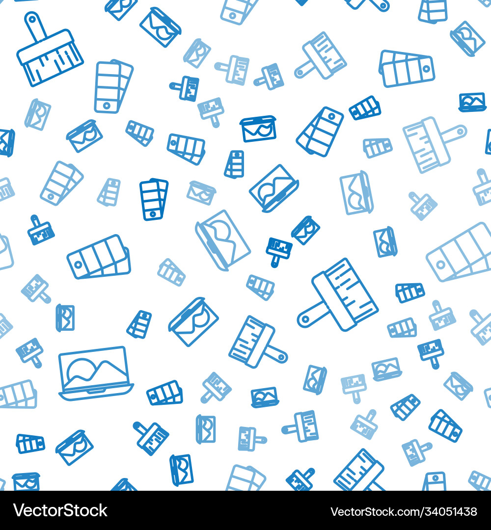 Set line laptop paint brush and palette Set line laptop paint brush and palette Vector Image