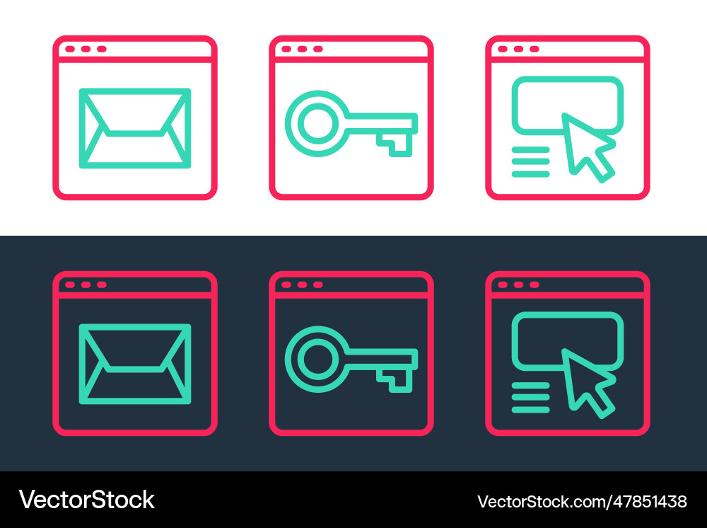 Set line ui oder ux design website und mail Set line ui oder ux design website und mail vektorbild