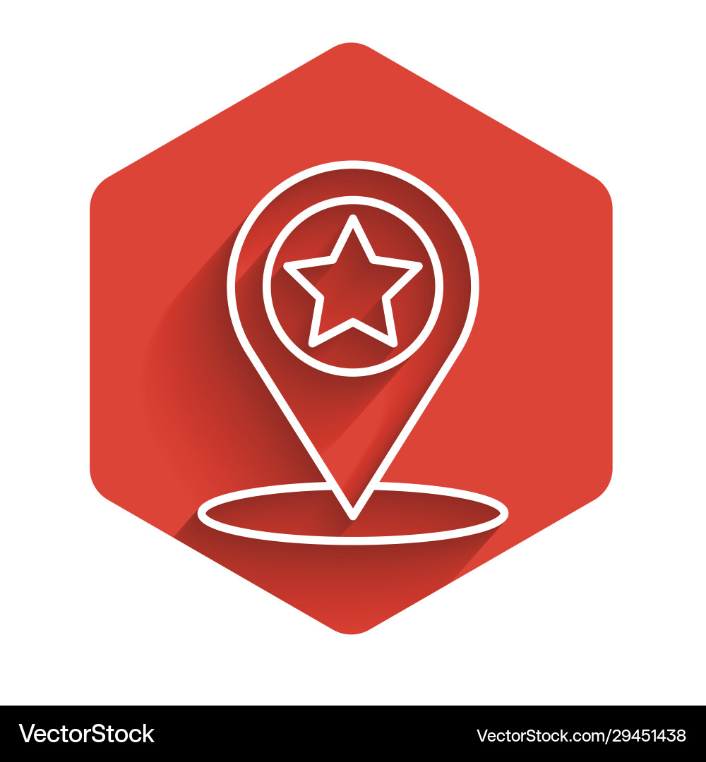 White line map pointer with star icon isolated White line map pointer with star icon isolated vector image