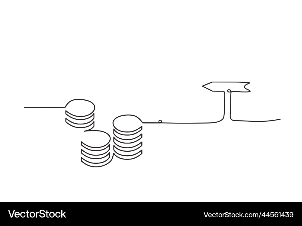Abstract coins with arrow as continuous lines Abstract coins with arrow as continuous lines Vector Image