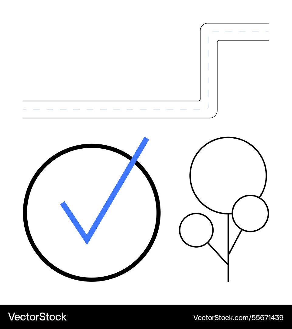 Blue checkmark in circle branching path Vector Image