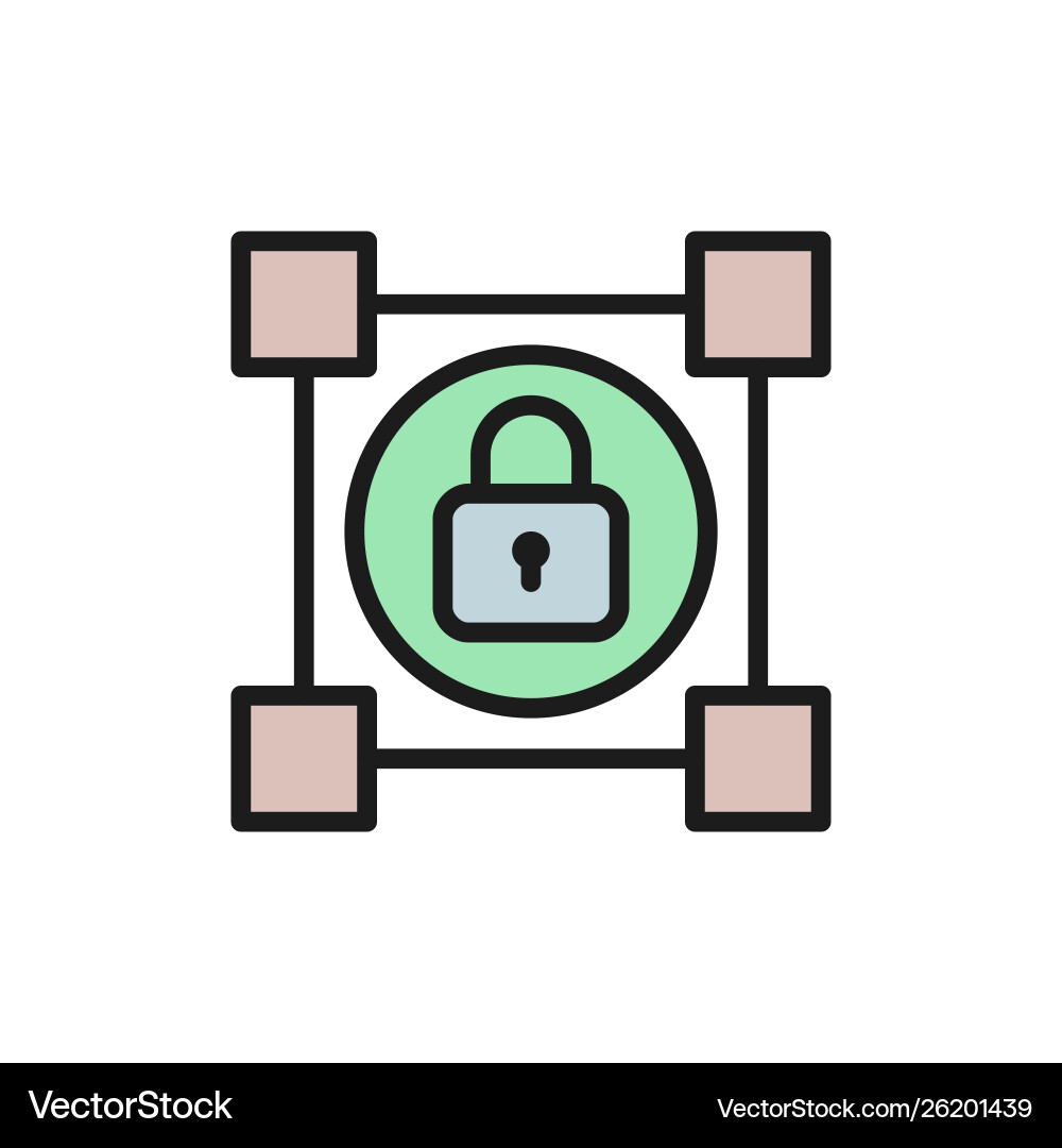 Crypto blockchain with lock cryptocurrency flat Vector Image