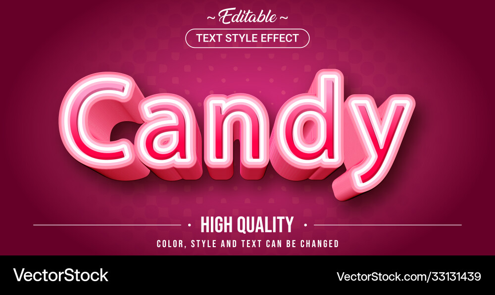 Editable text style effect - candy theme Vector Image