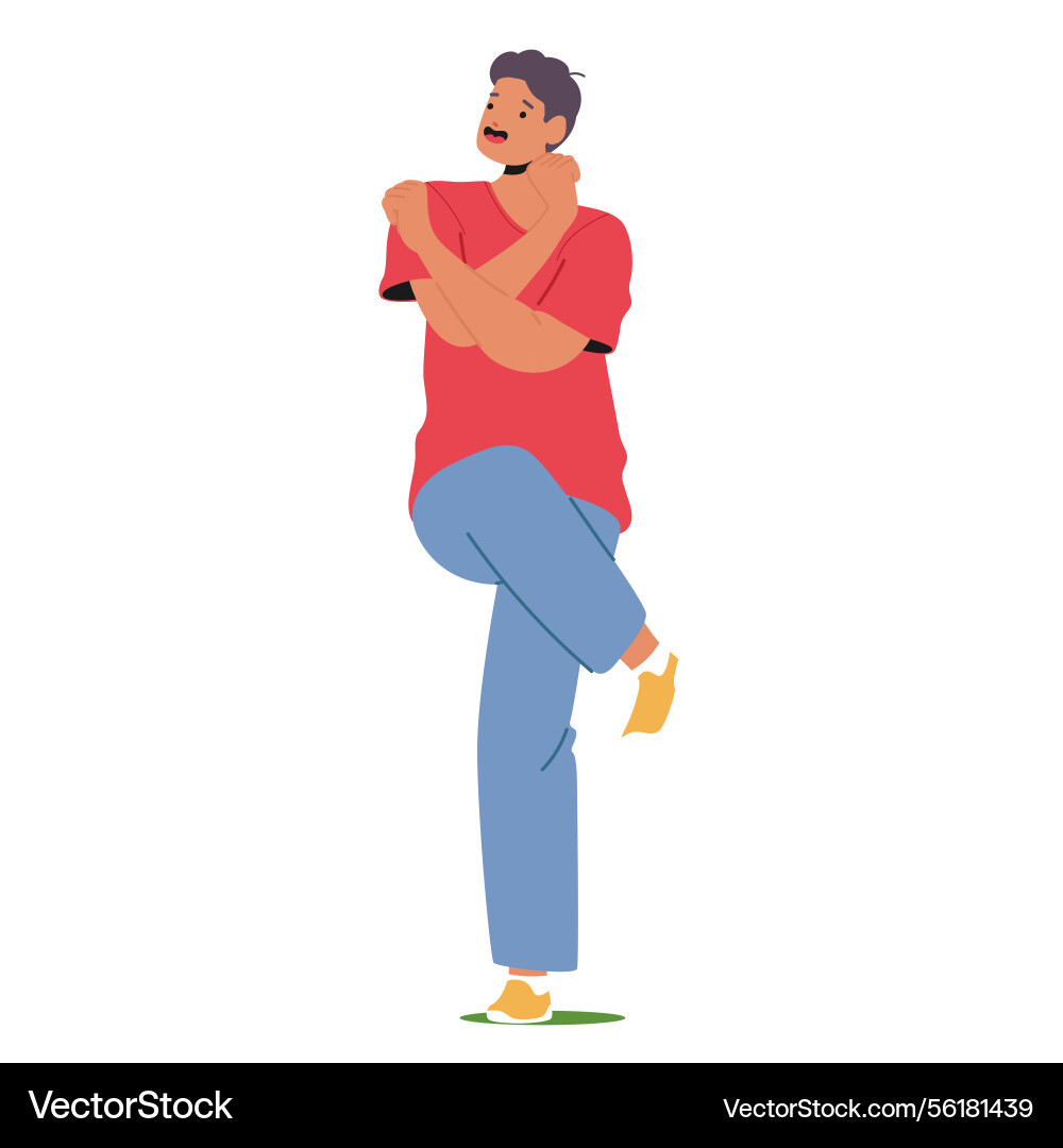 Energetic man cartoon character dancing showcasing Energetic man cartoon character dancing showcasing vector image