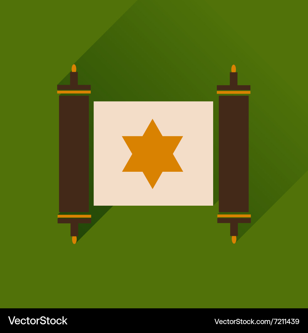 Flat icon with long shadow torah scroll Vector Image