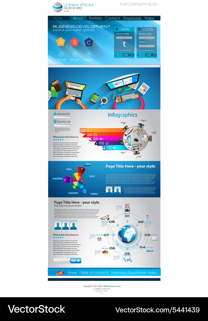 Flat style Website Template - elegantes Design Vektorbild
