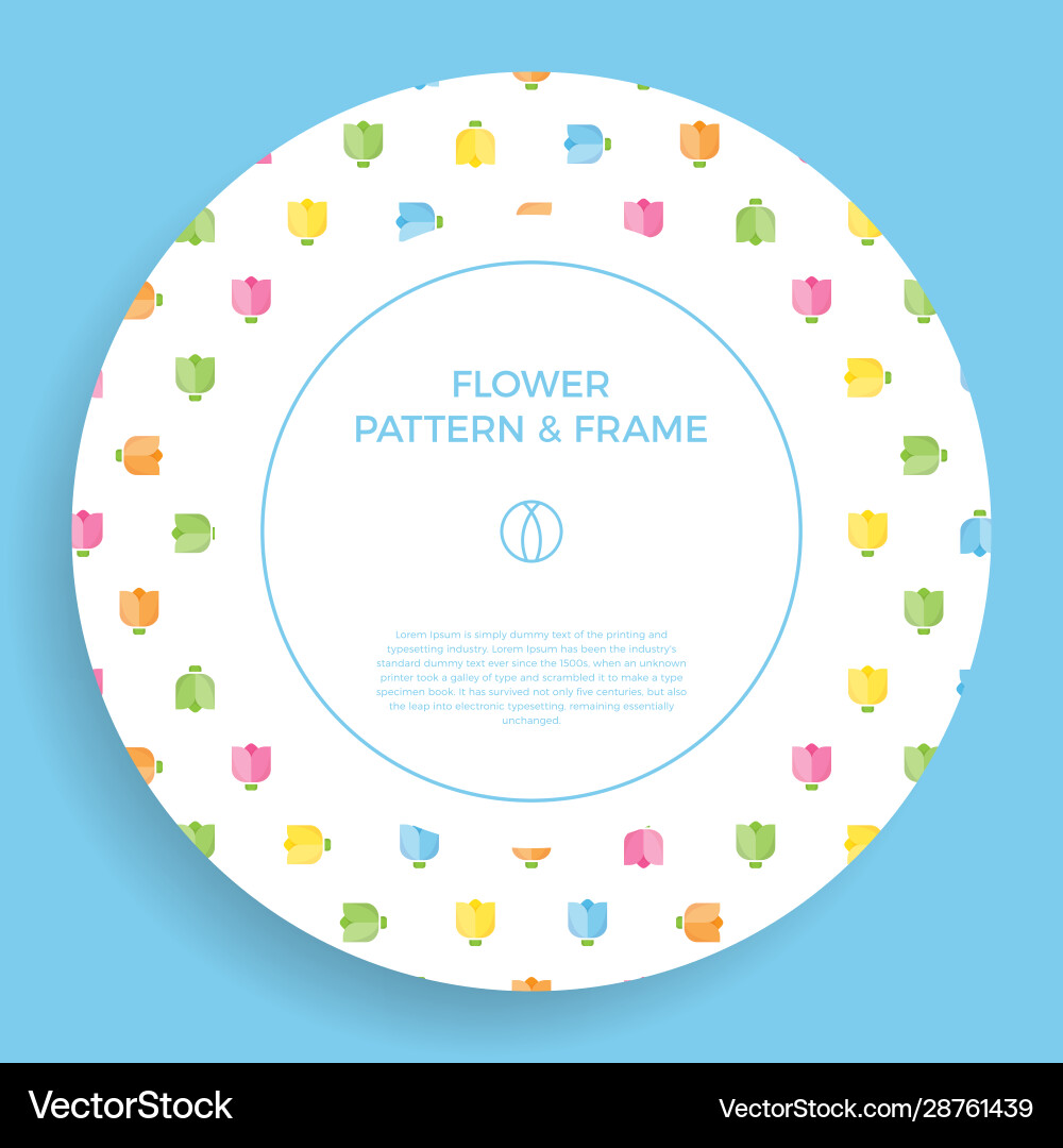 Flat tulip abstract shapes frame border vector image