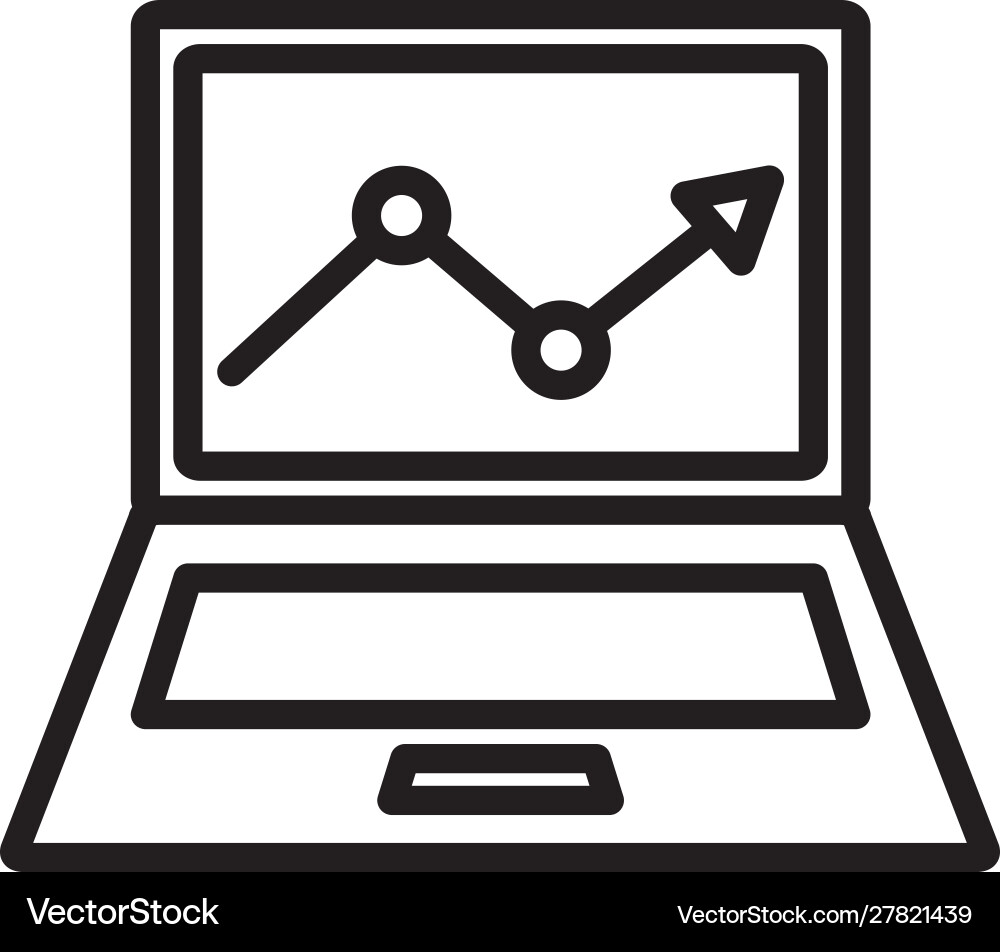 Isolated workflow inside laptop line design Vector Image