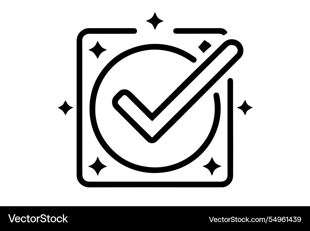 Minimalistic checkmark and star icon in linear Minimalistic checkmark and star icon in linear Vector Image