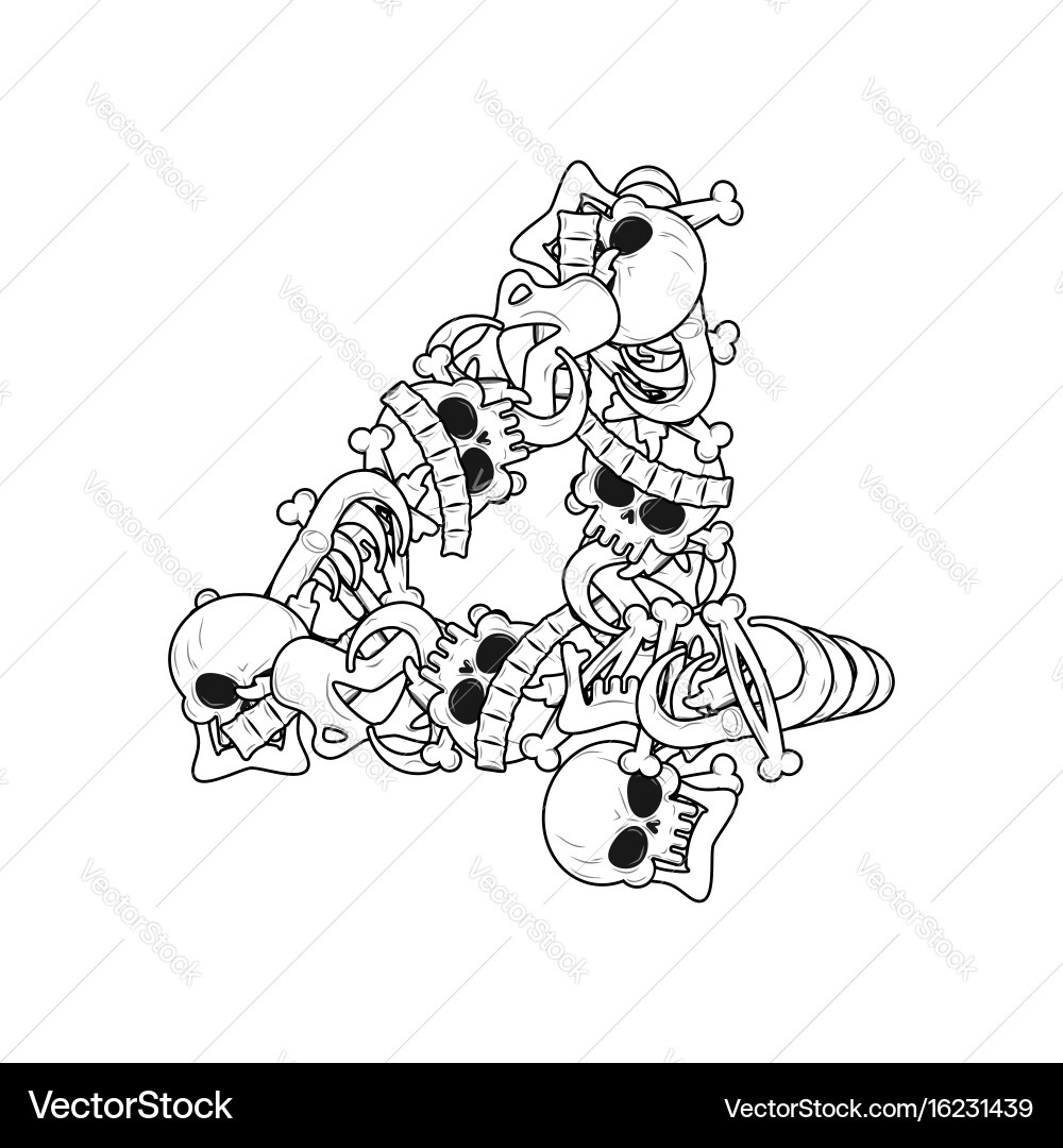 Number 4 skeleton bones font four anatomy Vector Image