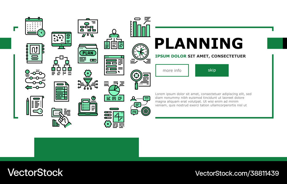 Planning work process landing header Planning work process landing header vector image