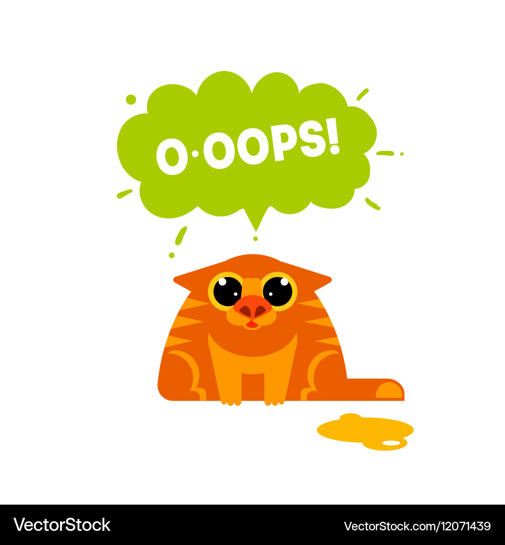 Red cat with ooops bubble Vector Image