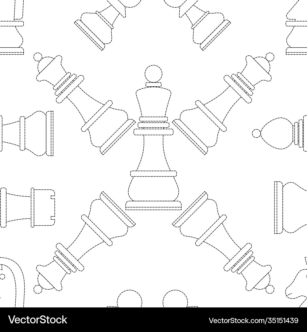 Seamless pattern with chess figures outline style Seamless pattern with chess figures outline style vector image