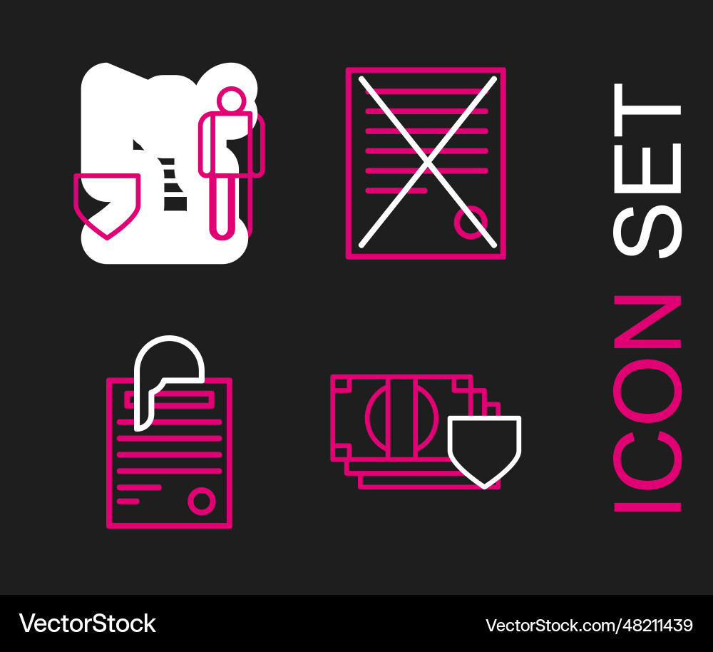 Set line money with shield file document Set line money with shield file document Vector Image