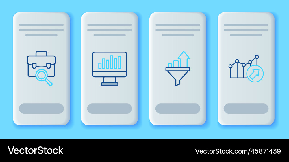 Set line monitor with graph chart sales funnel Set line monitor with graph chart sales funnel Vector Image