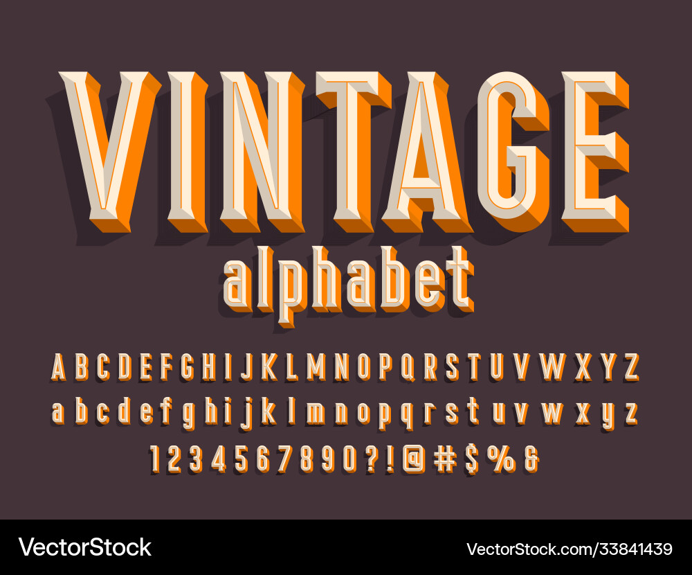 Vintage Chisel Font - 3D Effect vector image