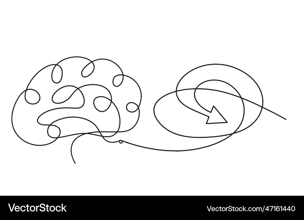 Abstract continuous lines arrows and brain Abstract continuous lines arrows and brain Vector Image