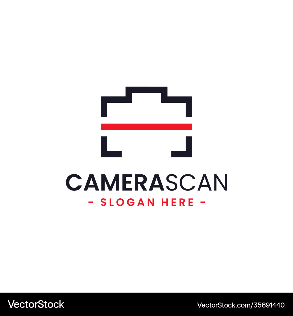 Camera scan logo design template minimal Vector Image