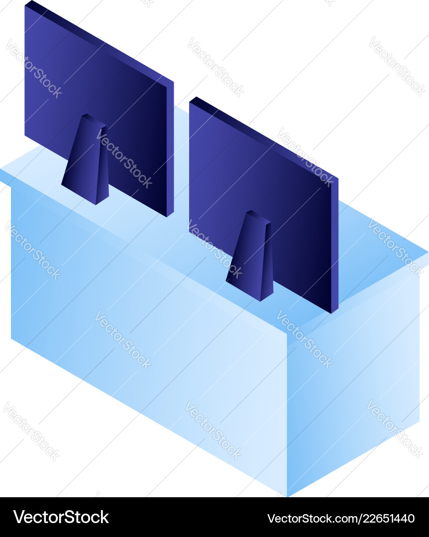 Computer monitor on table icon isometric style Computer monitor on table icon isometric style vector image