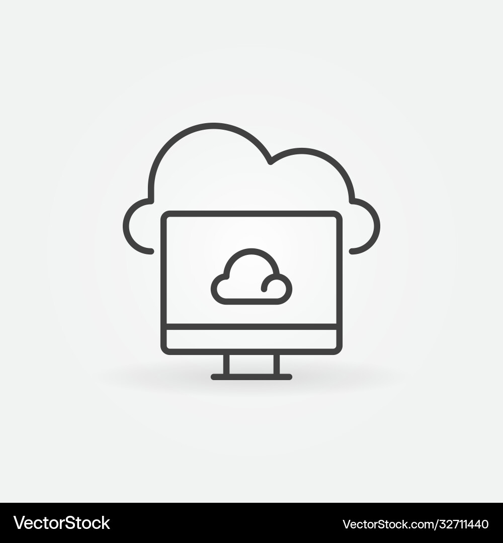 Computer with cloud linear icon Computer with cloud linear icon vector image