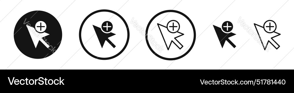 Cursor plus icon set computer click arrow symbol vector image