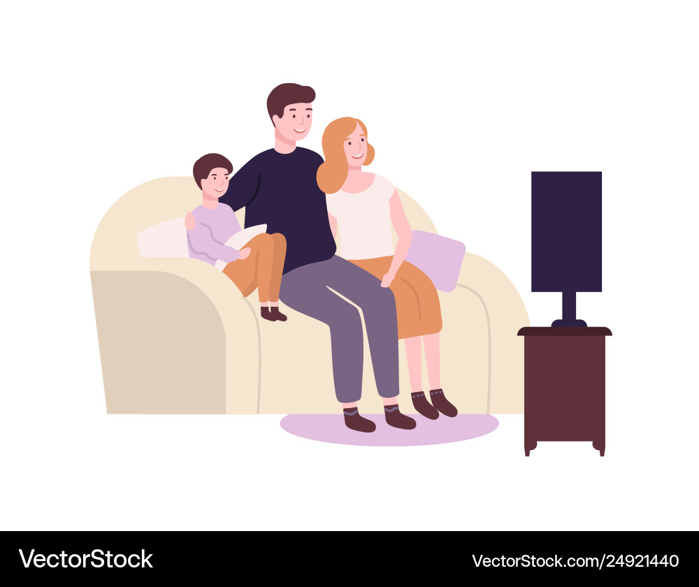 Cute funny family sitting on couch or sofa Cute funny family sitting on couch or sofa vector image