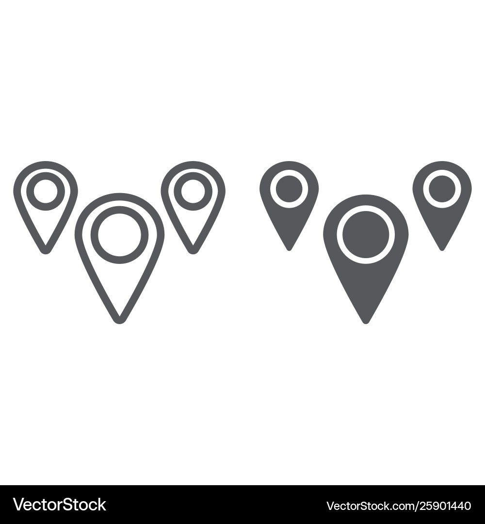 Geotag pin line and glyph icon navigation Geotag pin line and glyph icon navigation vector image