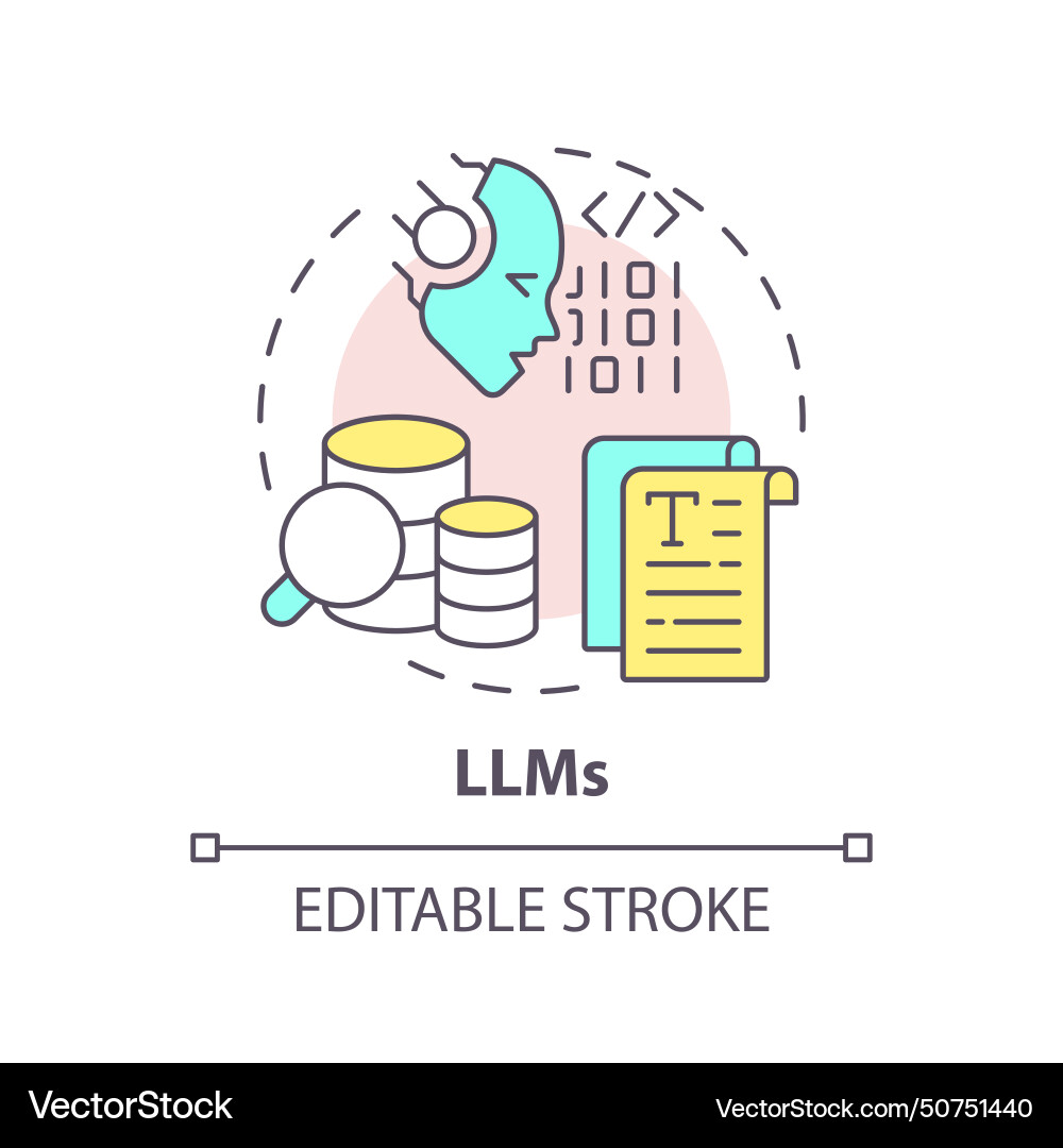 Llm artificial intelligence multi color concept Llm artificial intelligence multi color concept Vector Image