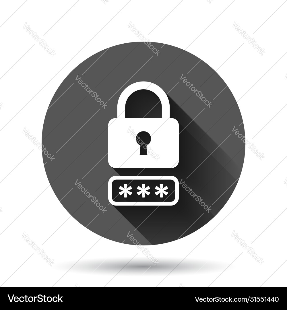 Login icon in flat style password access on black Login icon in flat style password access on black vector image
