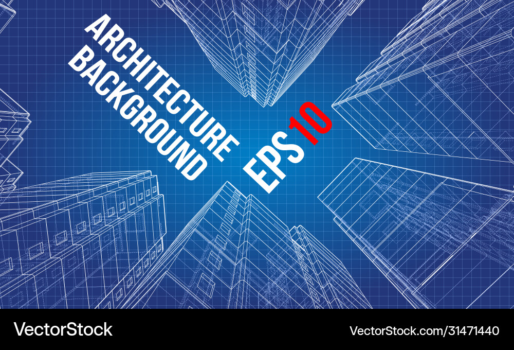 Multi-Story Building Wireframe Model vector image