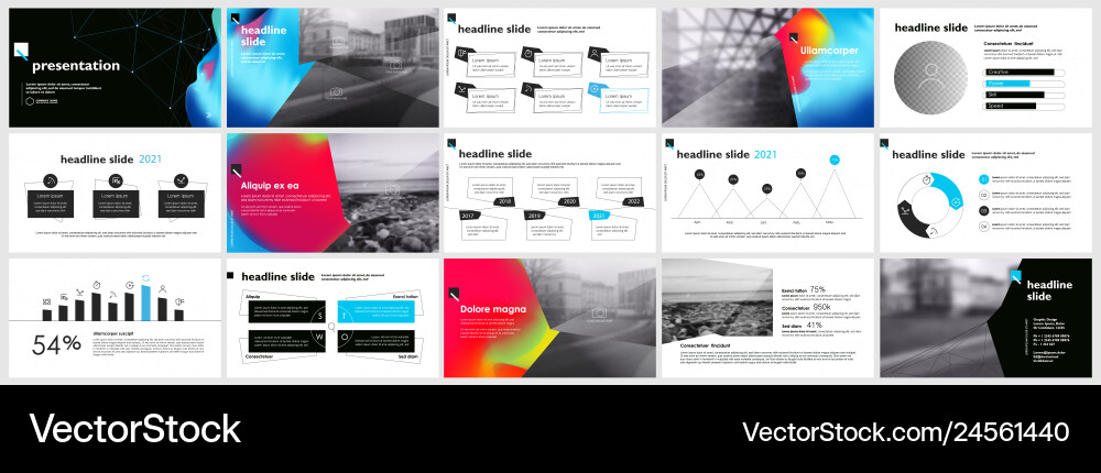 Presentation template elements for slide Vector Image