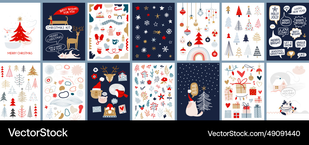 Set christmas cards with tree wreath Set christmas cards with tree wreath vector image