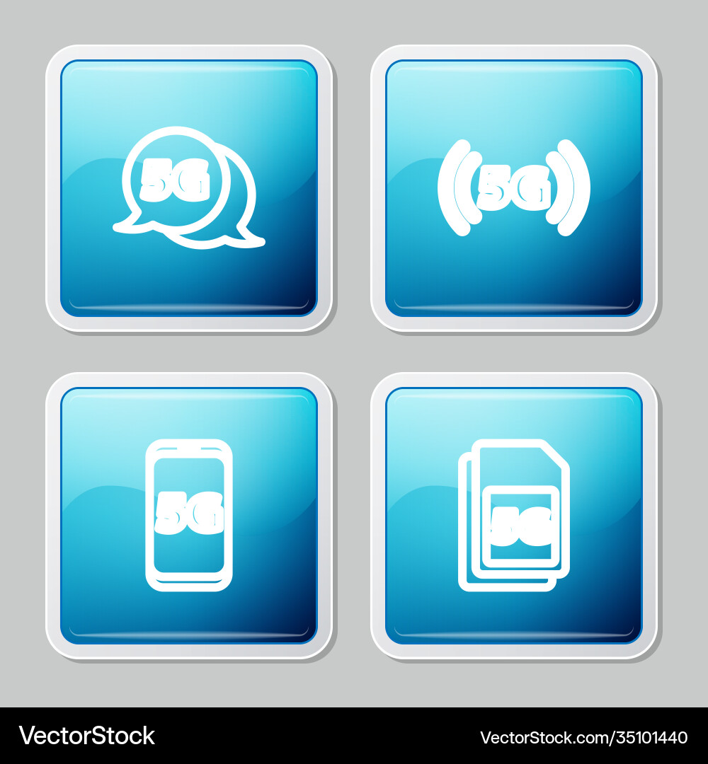 Set line 5g network mobile with and sim card Set line 5g network mobile with and sim card vector image