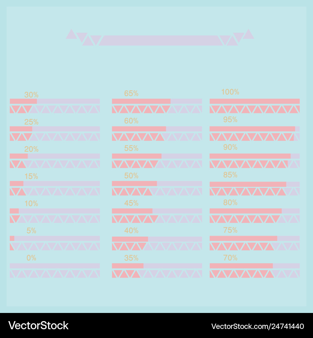 Set progress bars with percentages on scale Set progress bars with percentages on scale vector image