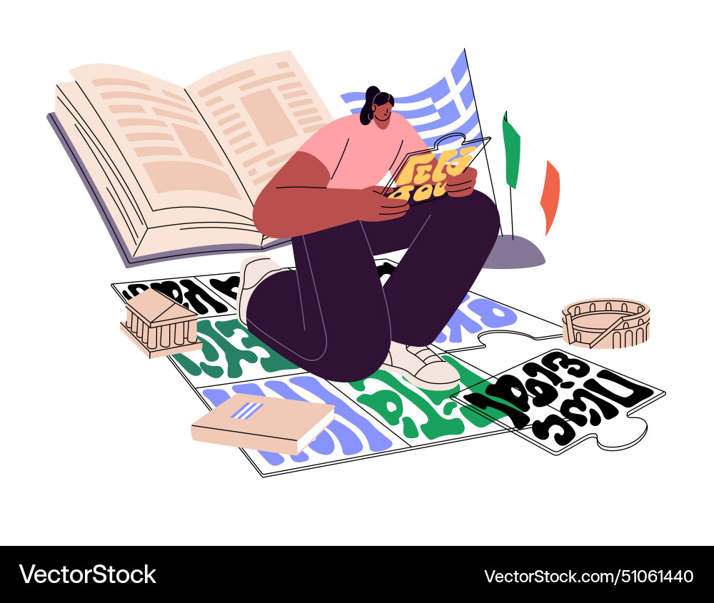 Student learning foreign languages concept Vector Image