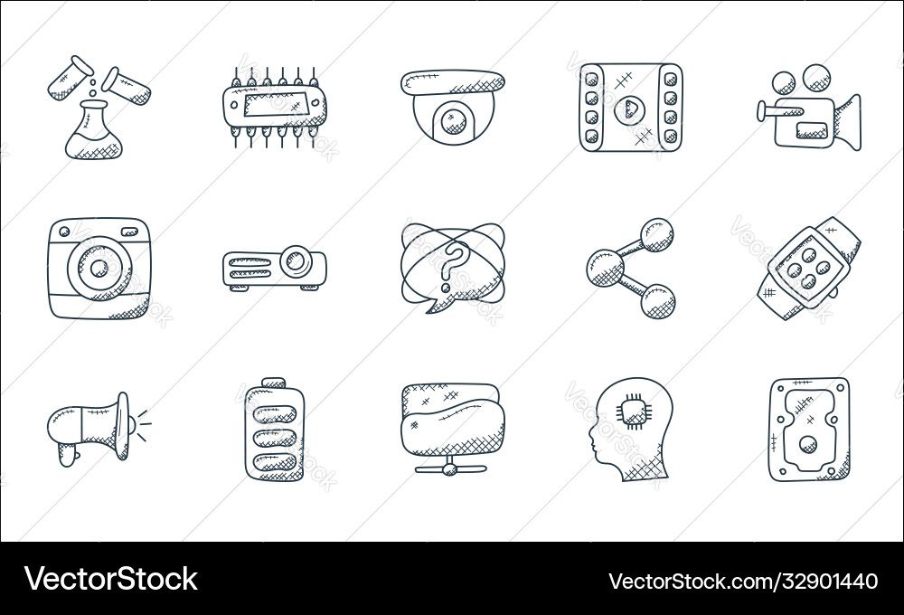 Technology line icons linear set quality Technology line icons linear set quality vector image