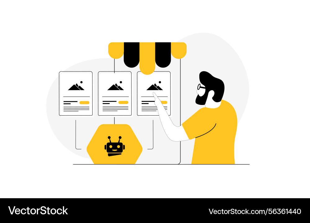 User interacts with chatbot powered by ai agents vector image