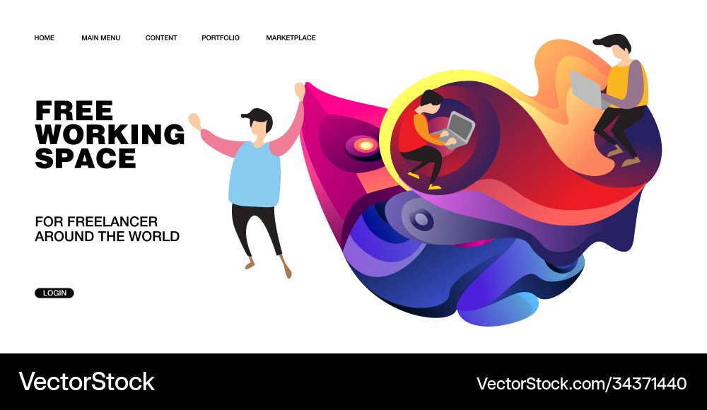 Working space and design for website presentation Vector Image