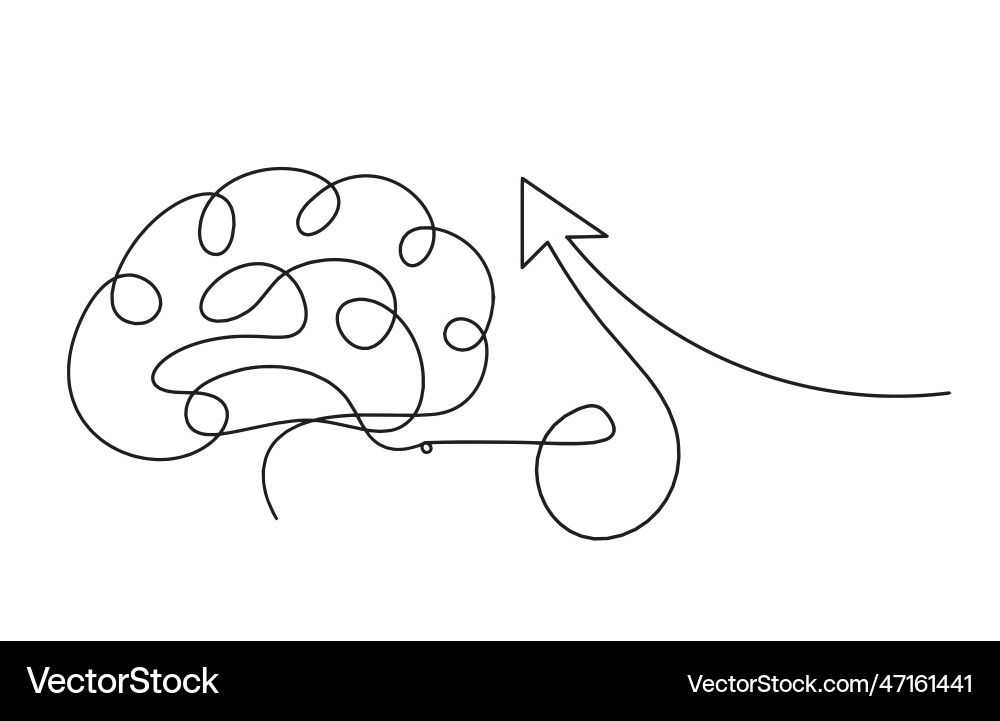 Abstract continuous lines arrows and brain Vector Image