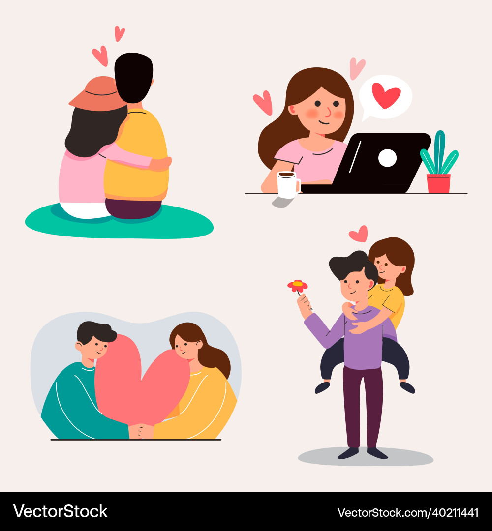 Big isolated cartoon of young girl and boy Big isolated cartoon of young girl and boy vector image