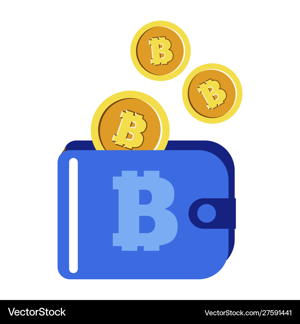 Bitcoin Wallet with Coins – Royalty-Free Vector | VectorStock