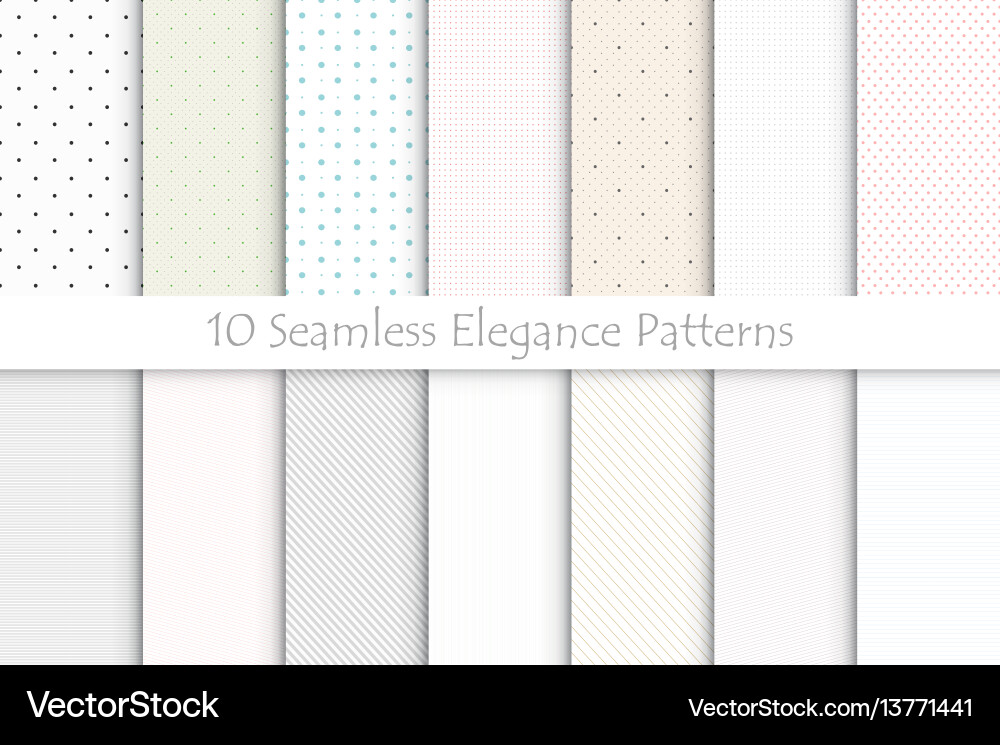 Collection of delicate seamless patterns vector image