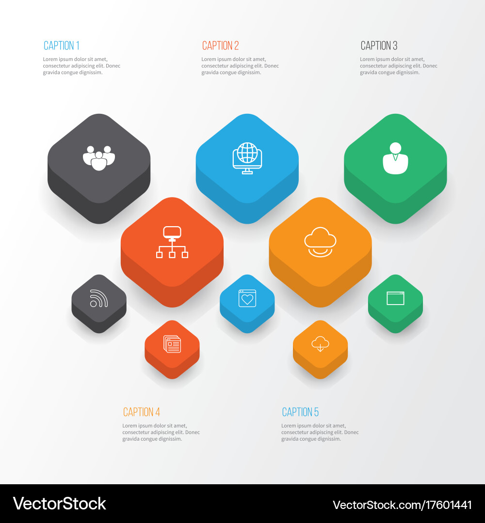 Connection icons set collection of program vector image