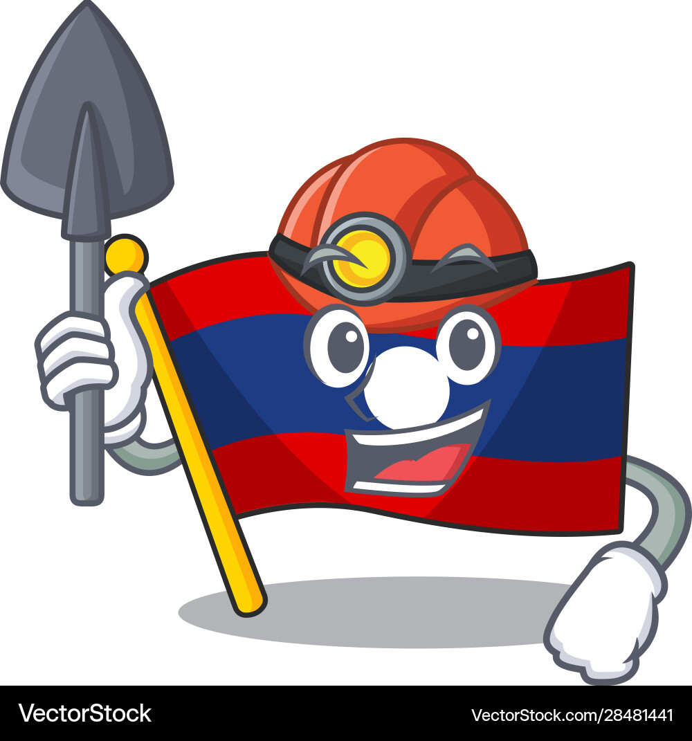 Coole zuversichtliche miner flag laos scroll Cartoon Coole zuversichtliche miner flag laos scroll Cartoon vektorbild