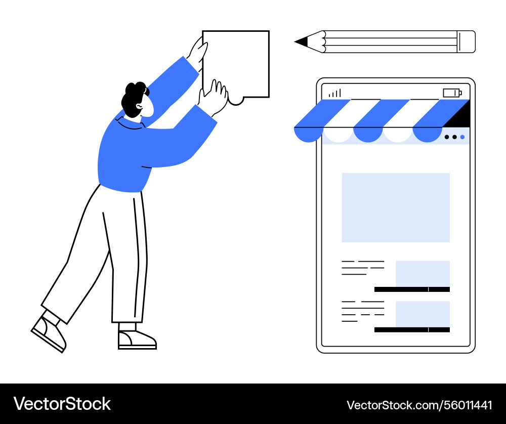 Digital storefront creation with user dragging Digital storefront creation with user dragging vector image