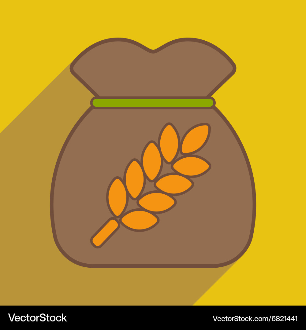 Flat with shadow icon and mobile application bag vector image
