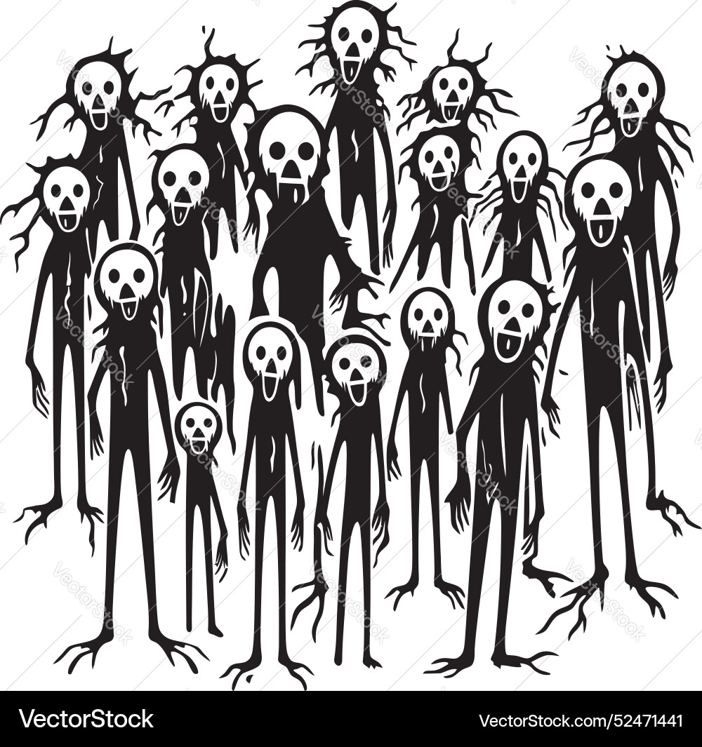 Gory gala zombies group emblem doodle dread Gory gala zombies group emblem doodle dread Vektorbild